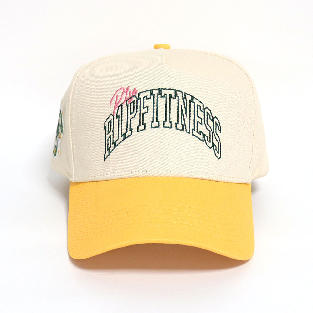 R1PFITNESS 5 Panel Classic Hat - Cream, Yellow, and Green