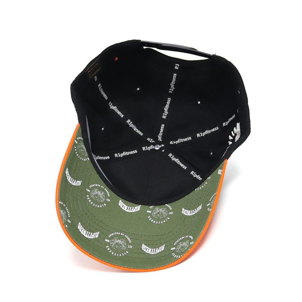 R1PFITNESS 5 Panel Classic Hat - Black and Orange