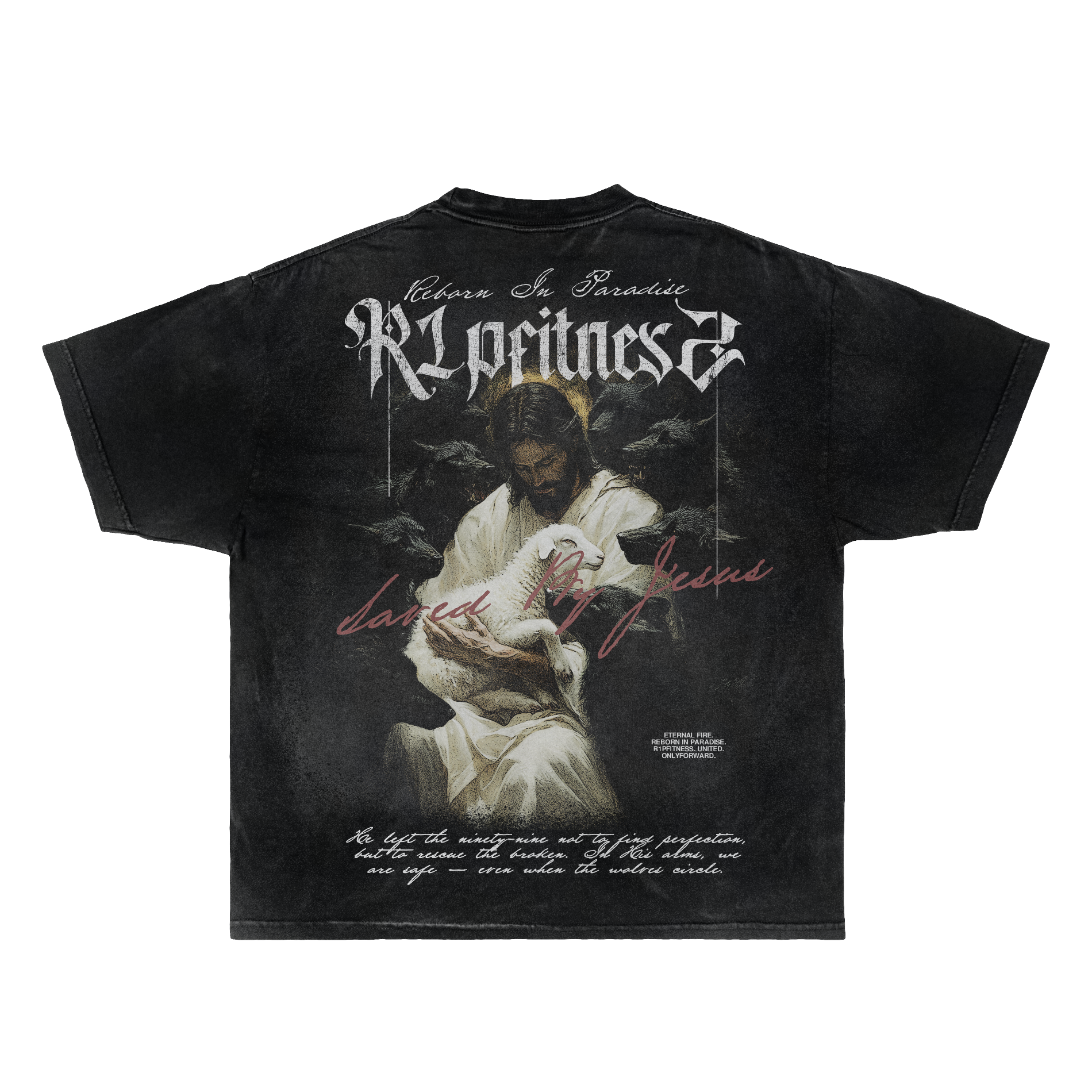 Saved By Jesus Vintage Oversized Tee – King of Kings Collection | R1PFitness