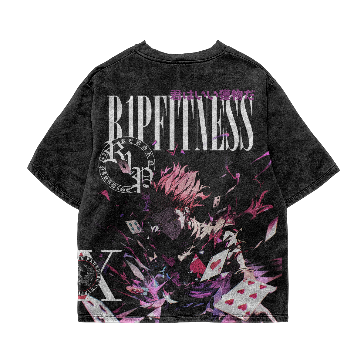 Hisoka — “Crimson Trickster” Vintage Wash Oversized Tee