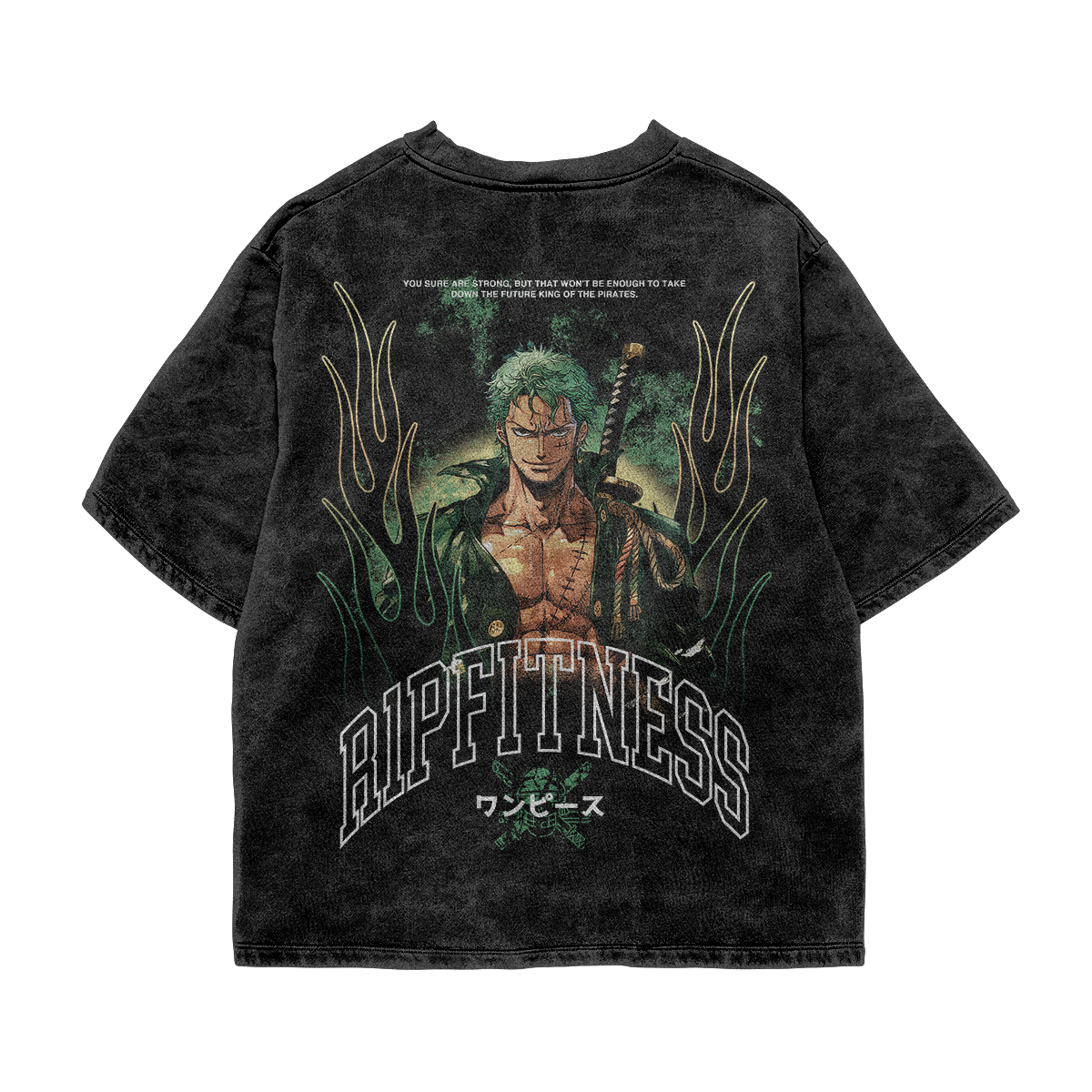 Zoro Vintage Oversized Tee – One Piece Anime Shirt | R1PFitness