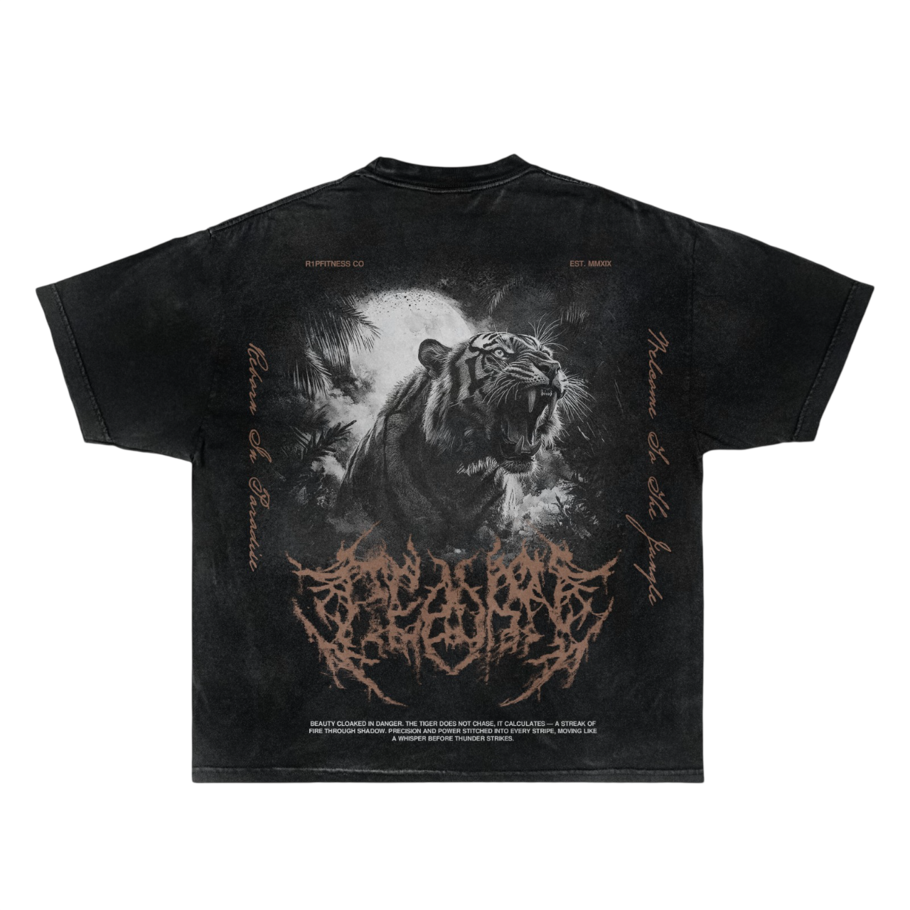 Tiger: Shadow Hunter — Vintage Wash Oversized Tee | R1PFITNESS