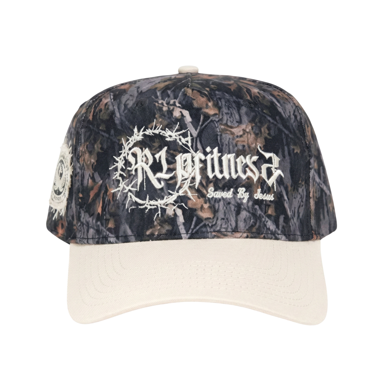 R1PFITNESS 5 Panel Classic Hat - Camo and Cream