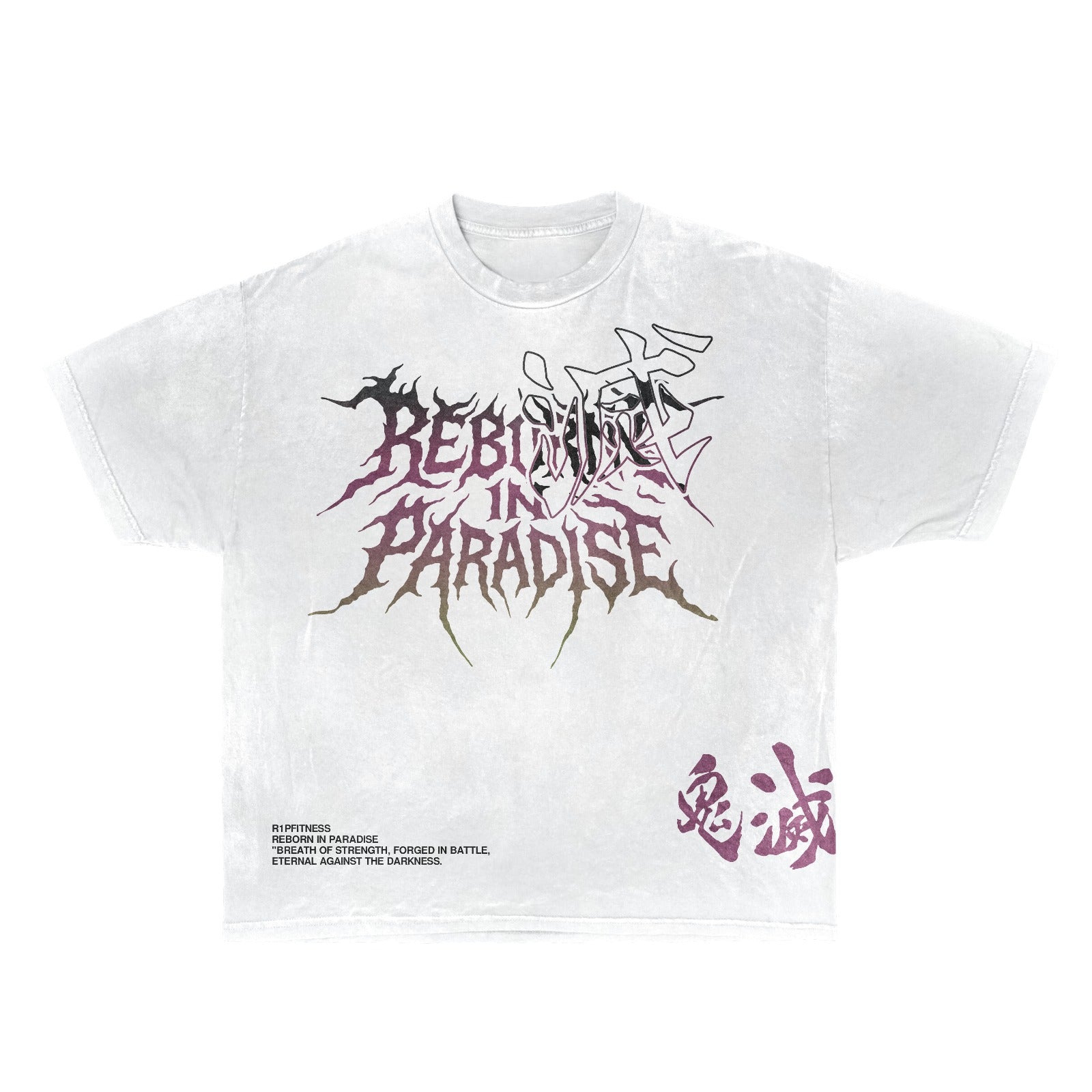 Mitsuri Oversized Tee — Sun-Faded White | R1P FITNESS