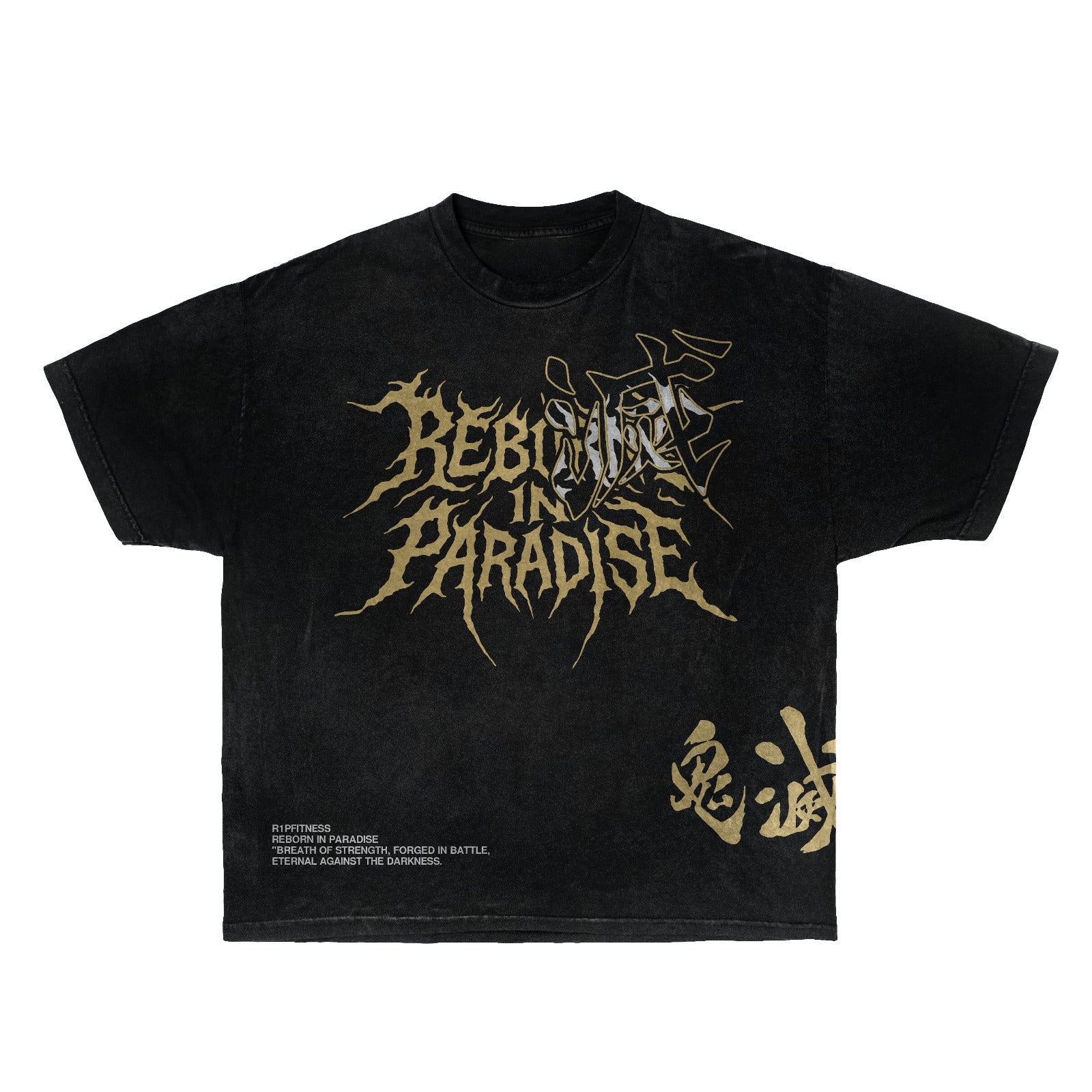 Rengoku Oversized Tee — Charcoal Black | R1P FITNESS