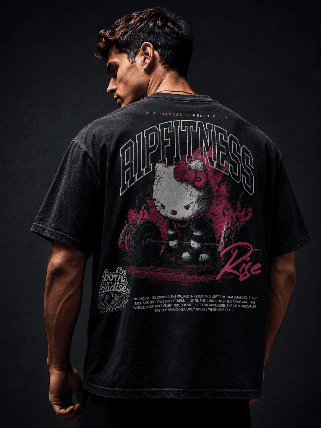 Back view of the Cloud Discipline Oversized Tee in washed black, designed for a relaxed fit.
