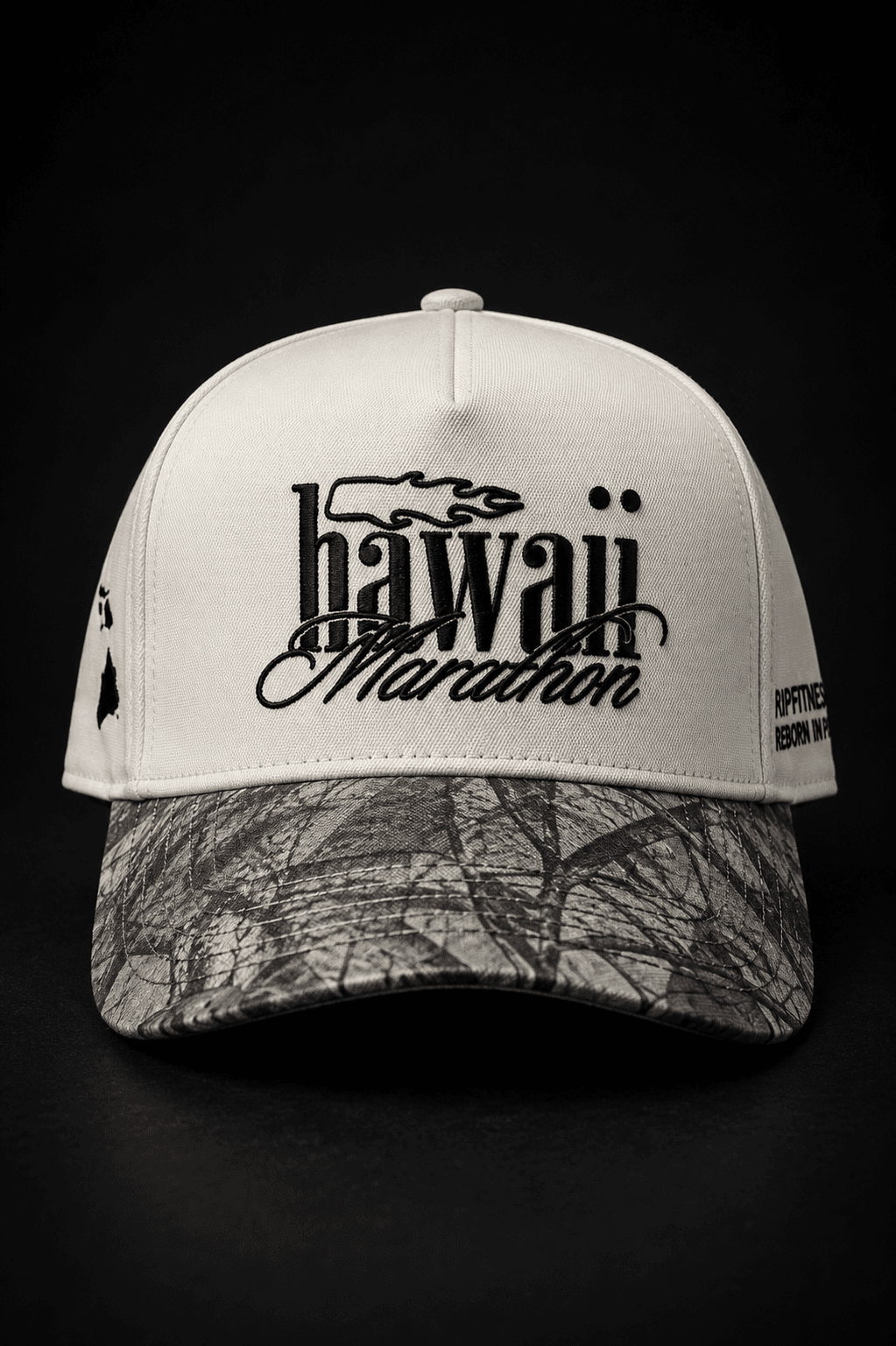 Hawaii Marathon Snapback Cap — Cream Camo Brim | R1PFITNESS product photo
