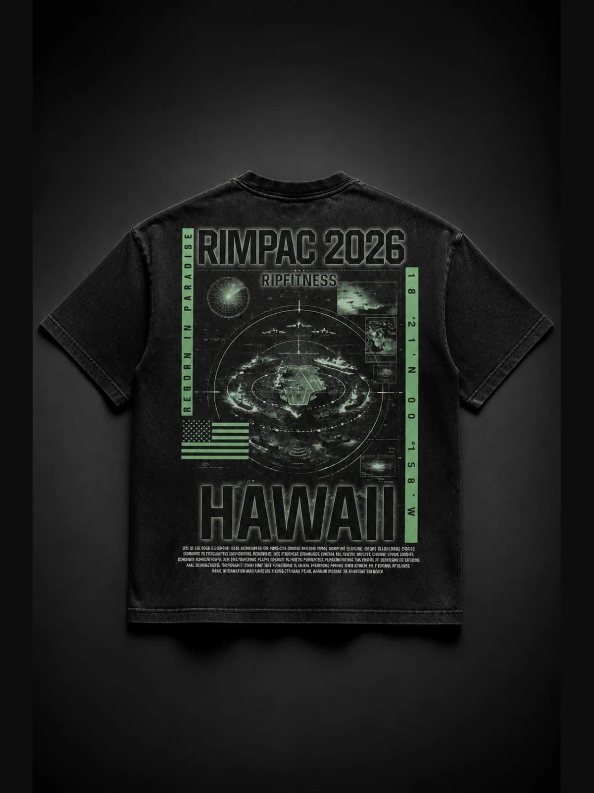 R1P Hawaii World Cup 2026 Pacific Command Oversized Tee back view. oversized r1pfitness world cup 2026 collection. R1P…