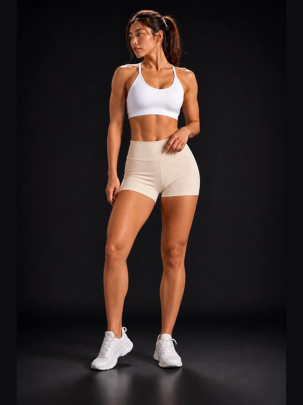 R1P Womens Sculpt Training Shorts in Cream front view
