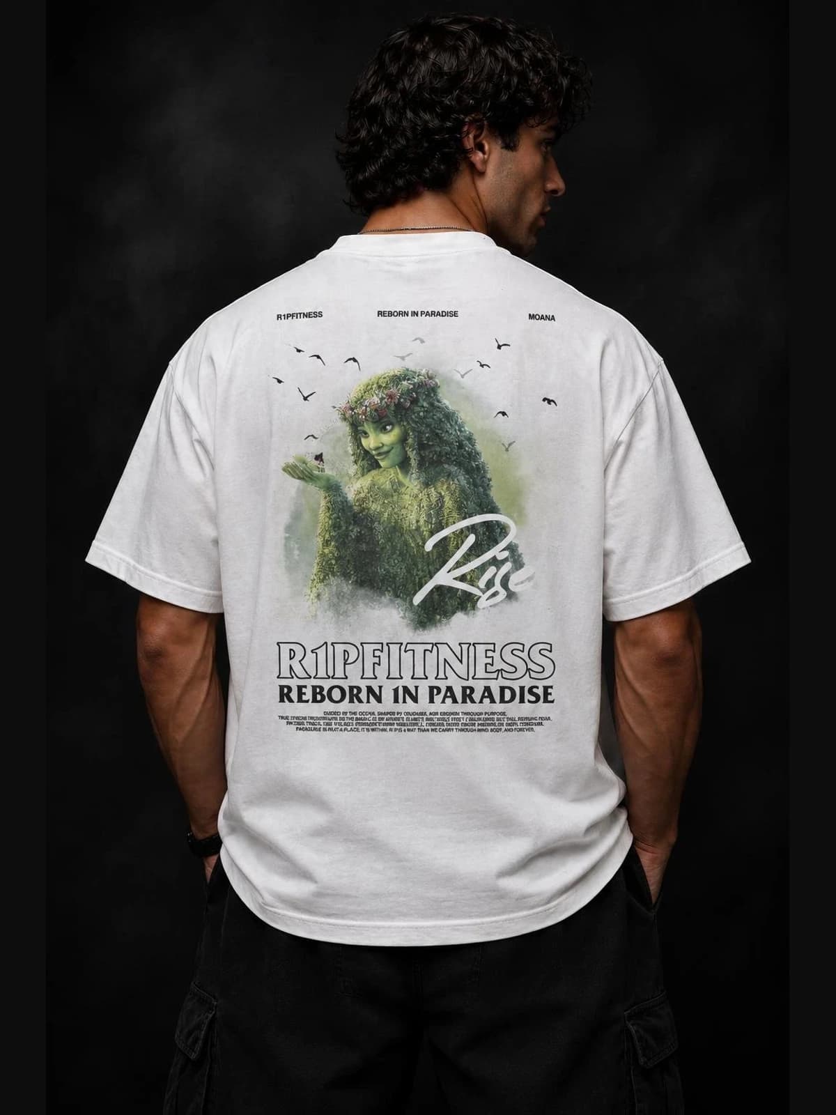 The "Ocean Voyager" Heavyweight Tee | R1PFITNESS back view. oversized apparel. R1P Fitness, Waipahu, HI