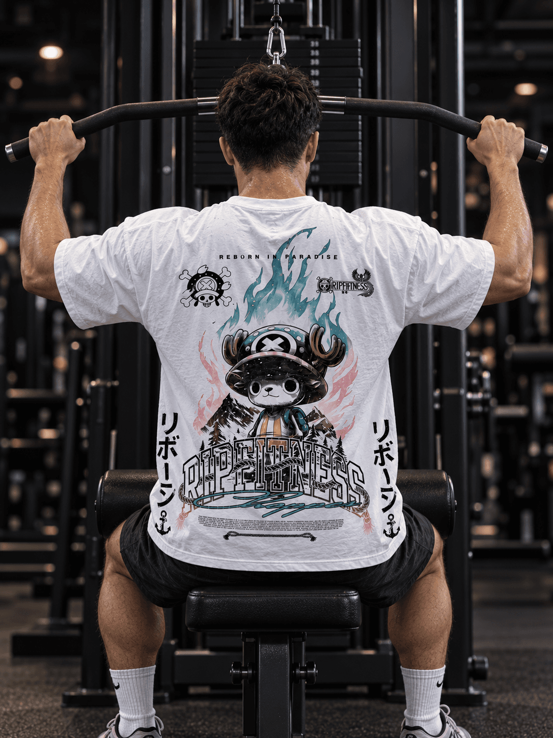 Frostheart Guardian Unisex Oversized Tee — Washed White | R1PFITNESS