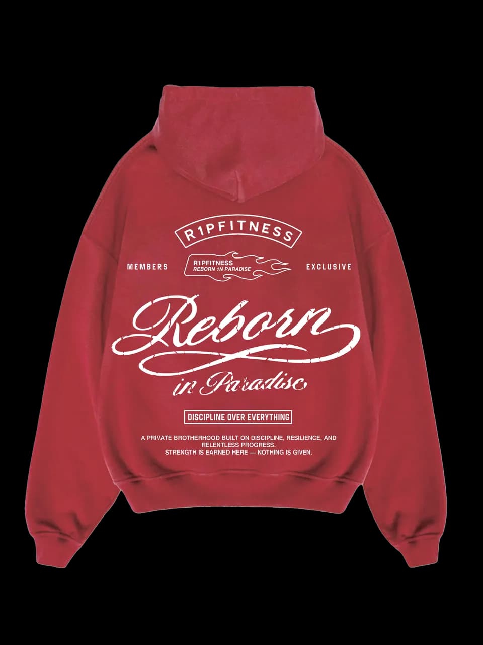Reborn In Paradise – Discipline Over Everything Hoodie (Red) — alternate view