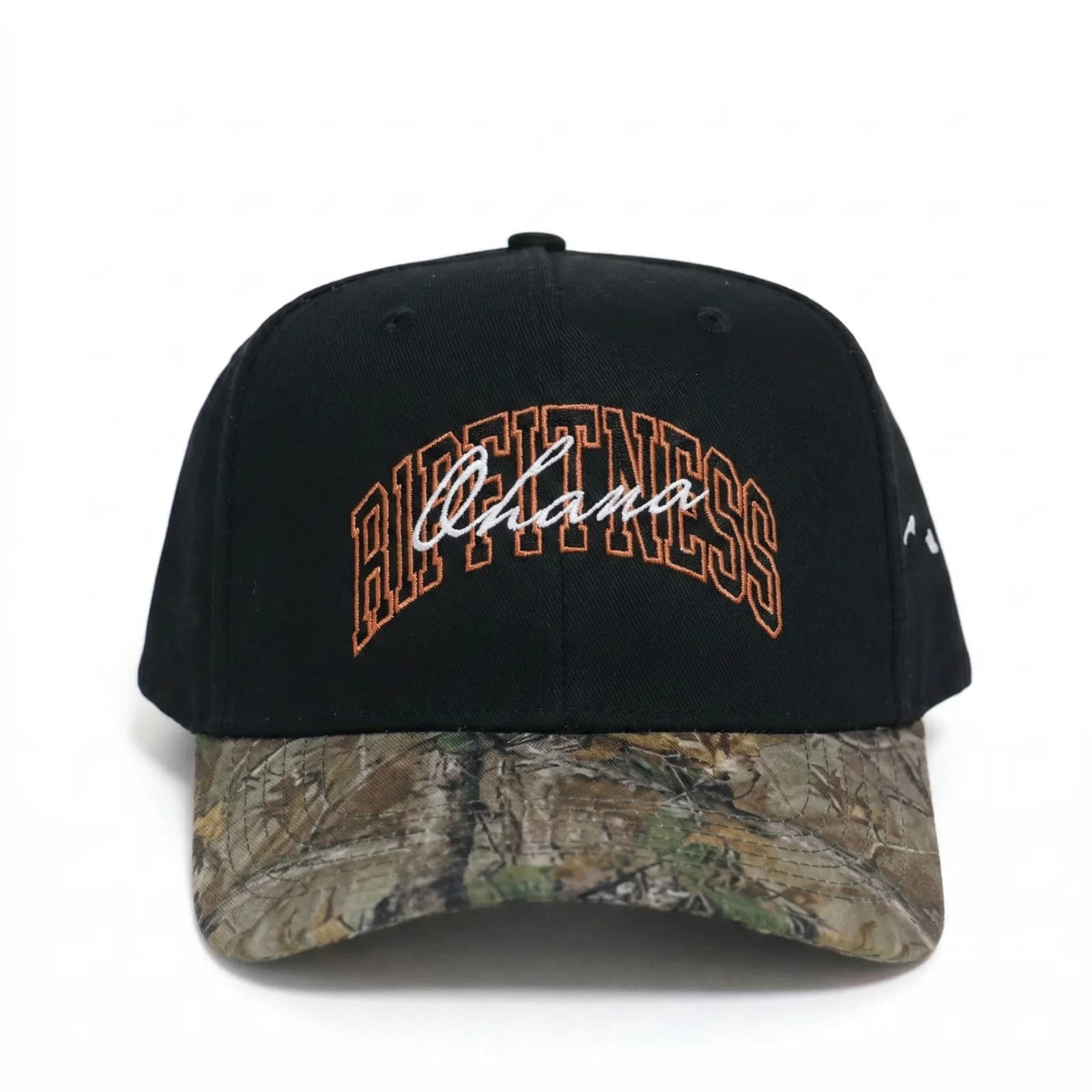 R1PFITNESS 5 Panel Hat — Black Camo Arch