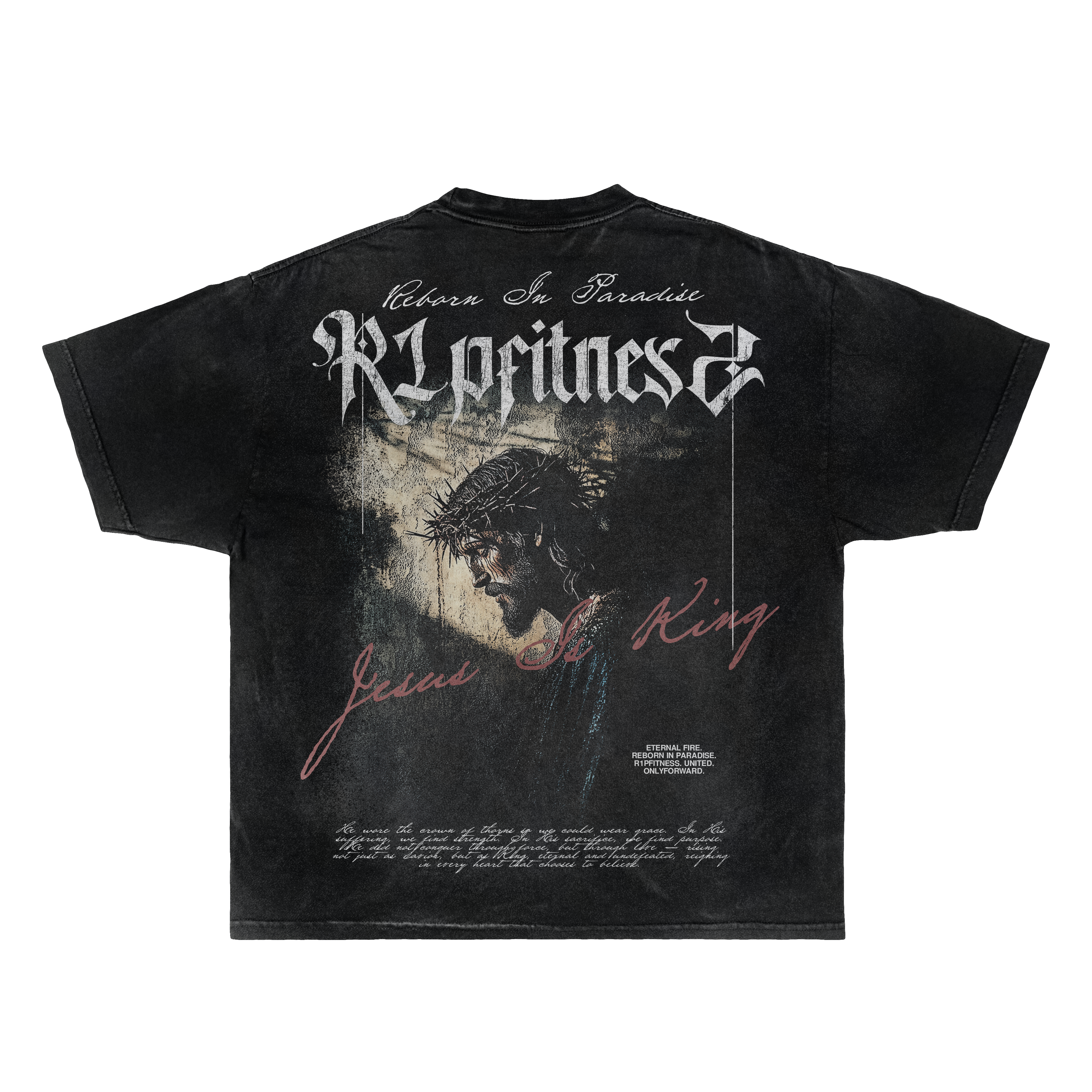 Jesus Is King Vintage Oversized Tee – King of Kings Collection | R1PFitness