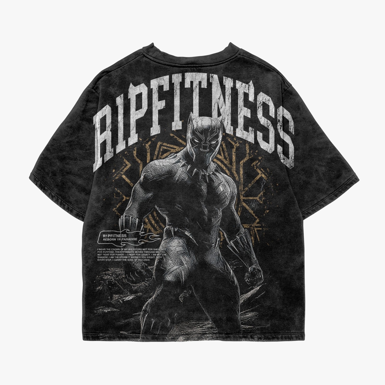 BLACK PANTHER — Oversized Vintage Tee (R1PFITNESS × Marvel)
