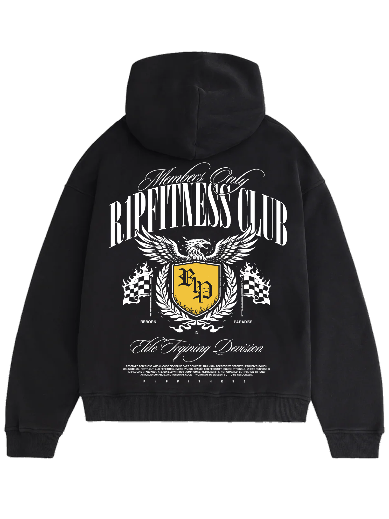 Members Only R1P Fitness Club – Black Acid Wash Hoodie