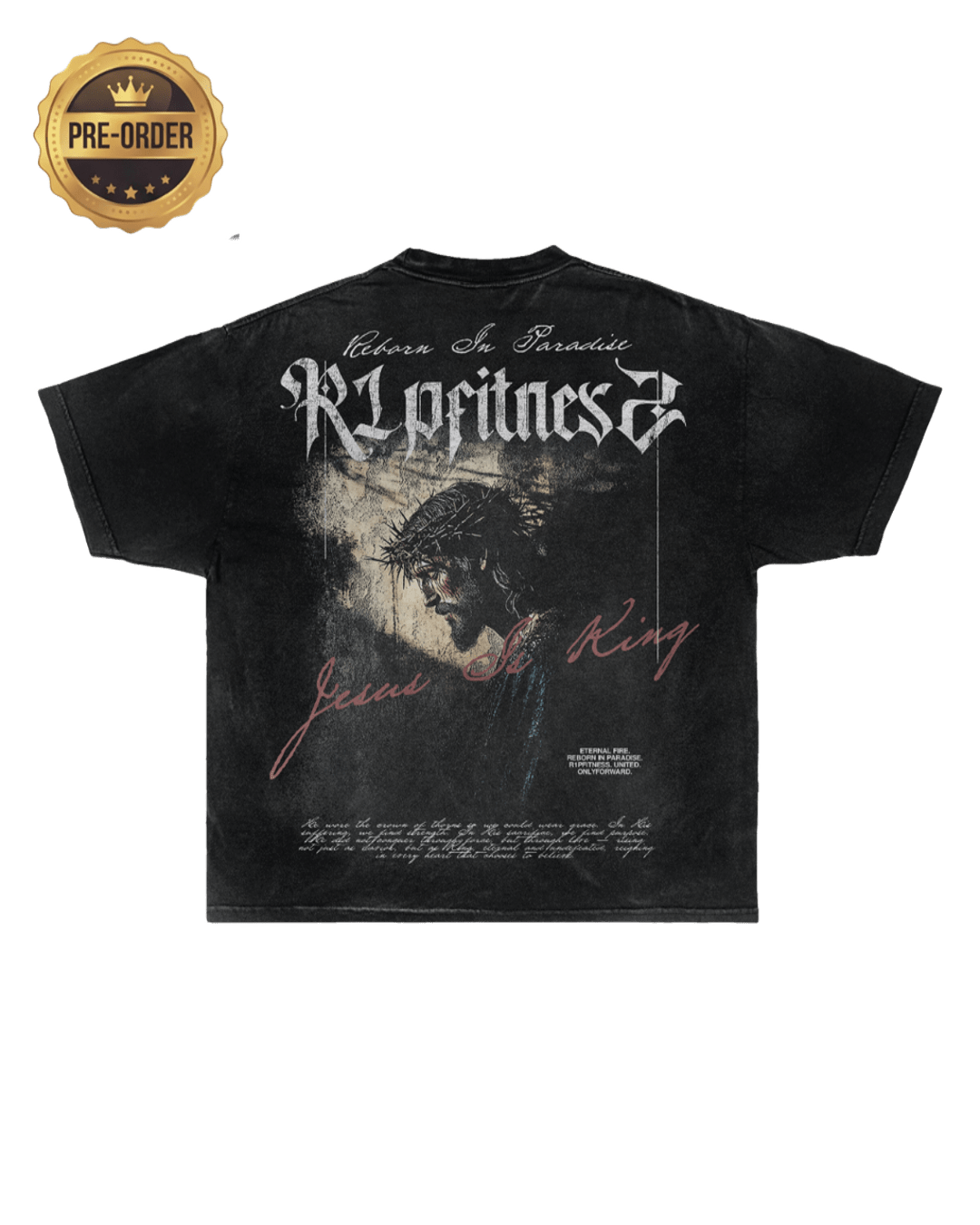 [Pre-Order] Jesus Is King Vintage Oversized Tee – King of Kings Collection | R1PFitness