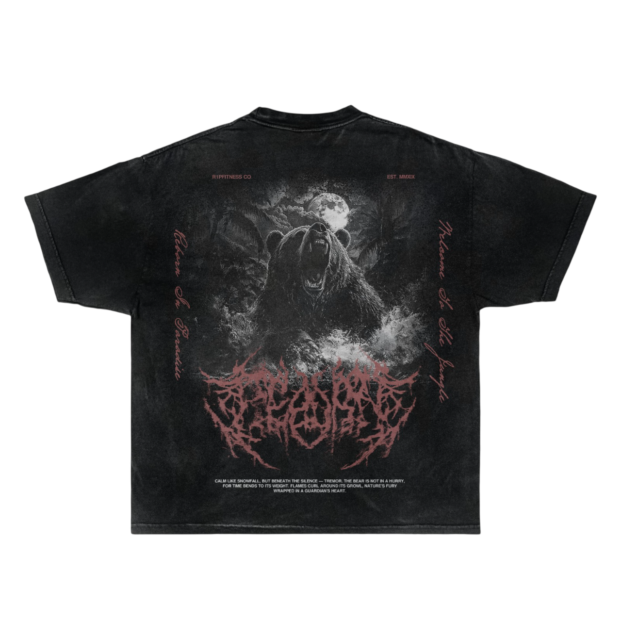 [Pre-Order] Bear: Frozen Fury — Vintage Wash Oversized Tee | R1PFITNESS