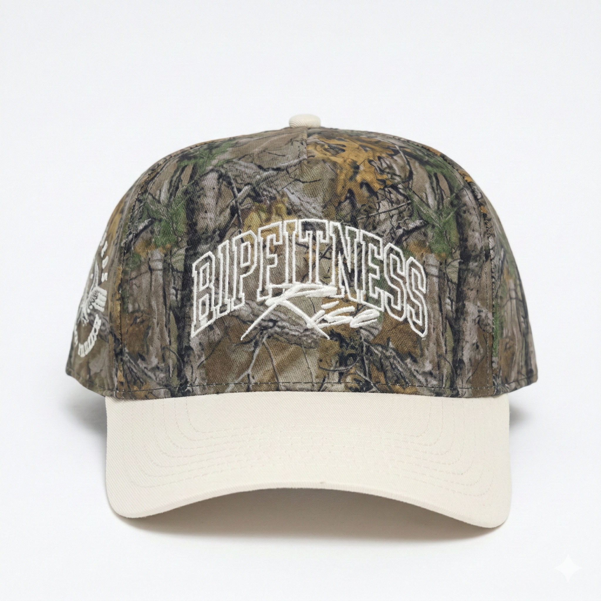 R1PFITNESS 5 Panel Classic Hat - Camo and Cream