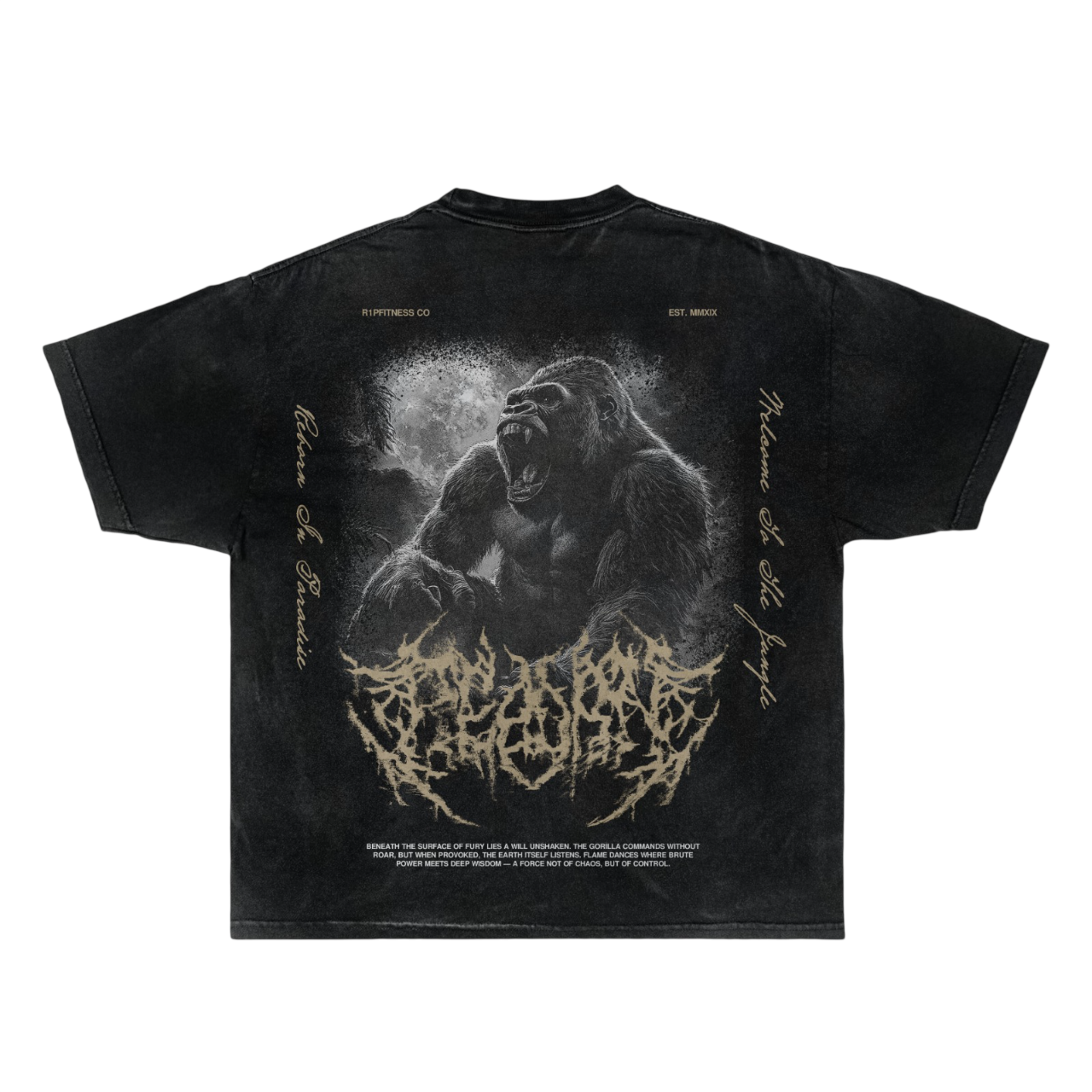 [Pre-Order] Gorilla: Iron Will — Vintage Wash Oversized Tee | R1PFITNESS