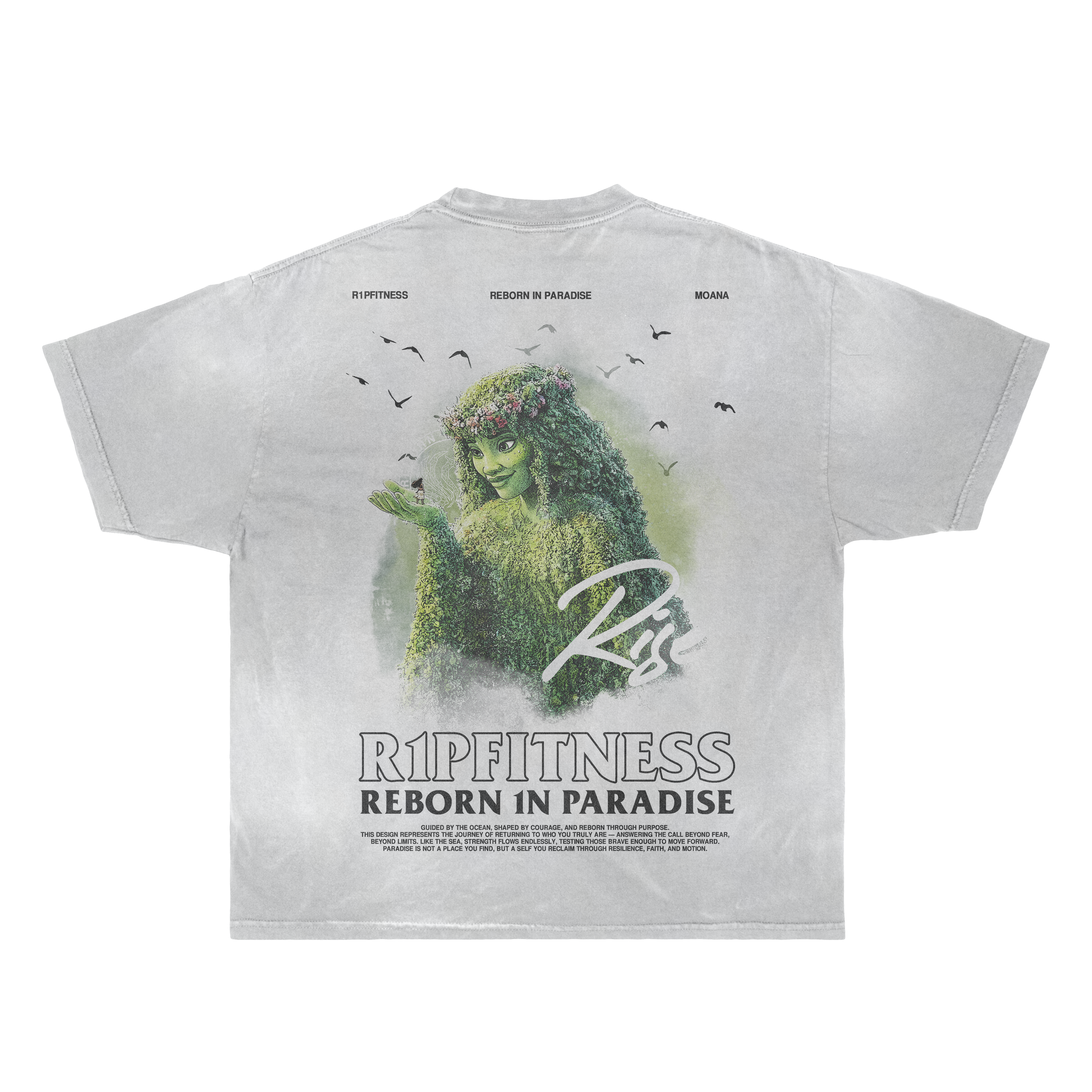 Island Heart — Vintage White Heavyweight Oversized Tee | R1PFITNESS