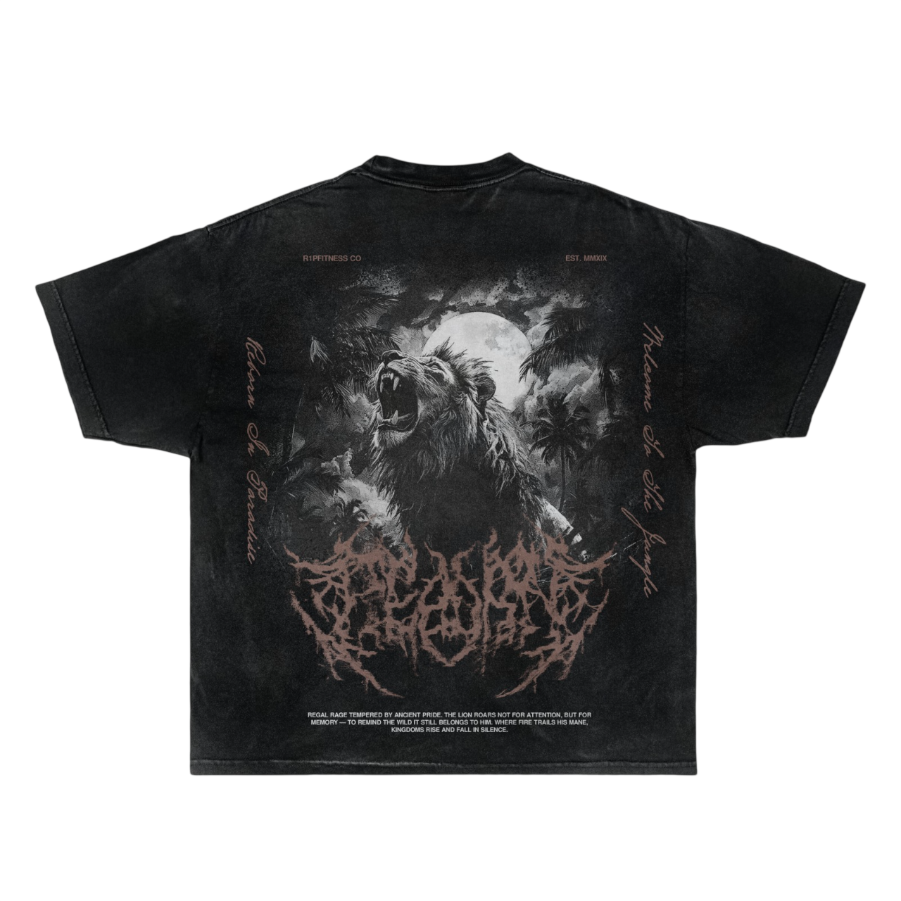 [Pre-Order] Lion: Regal Rage — Vintage Wash Oversized Tee | R1PFITNESS
