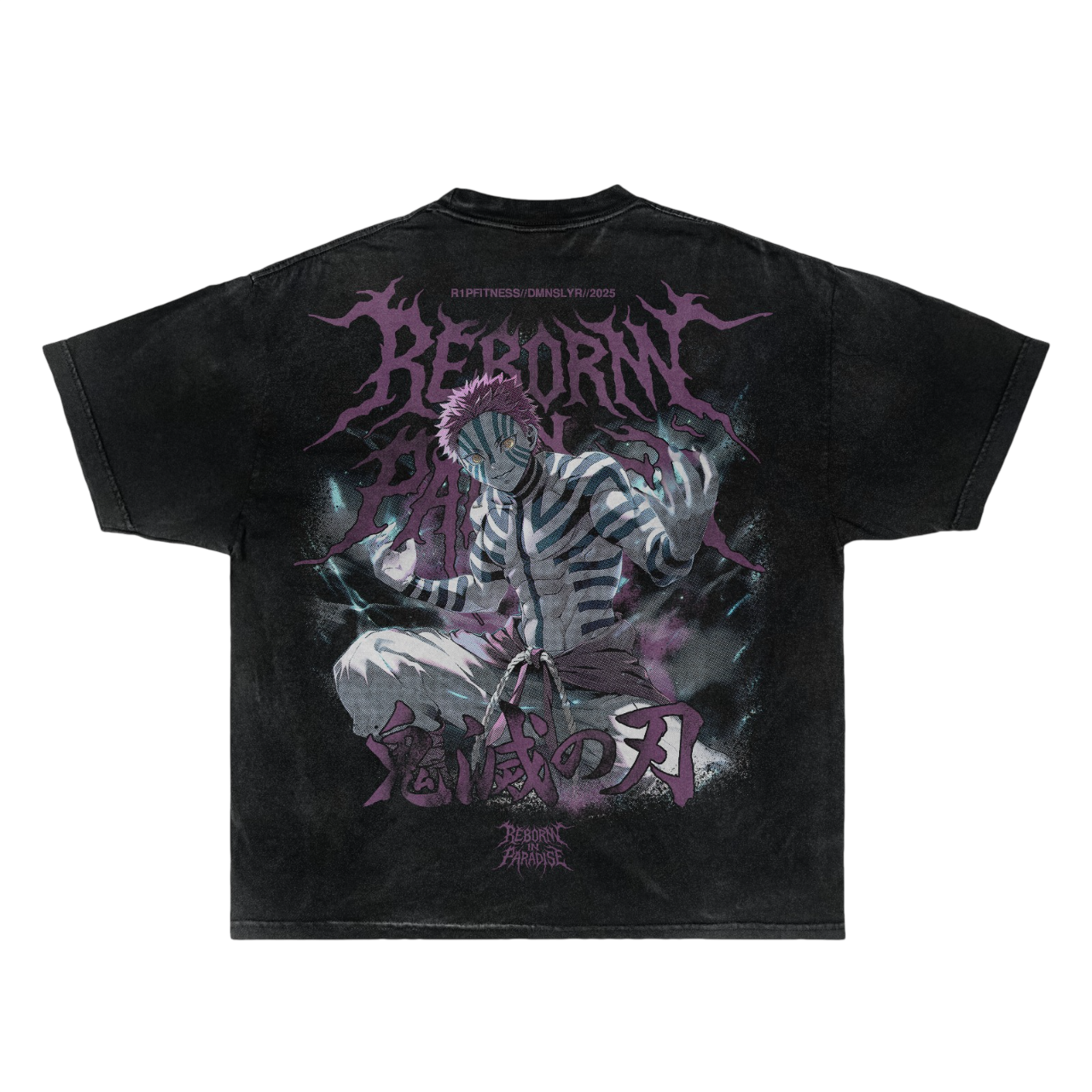 Akaza Oversized Tee — Charcoal Vintage Wash | R1P FITNESS