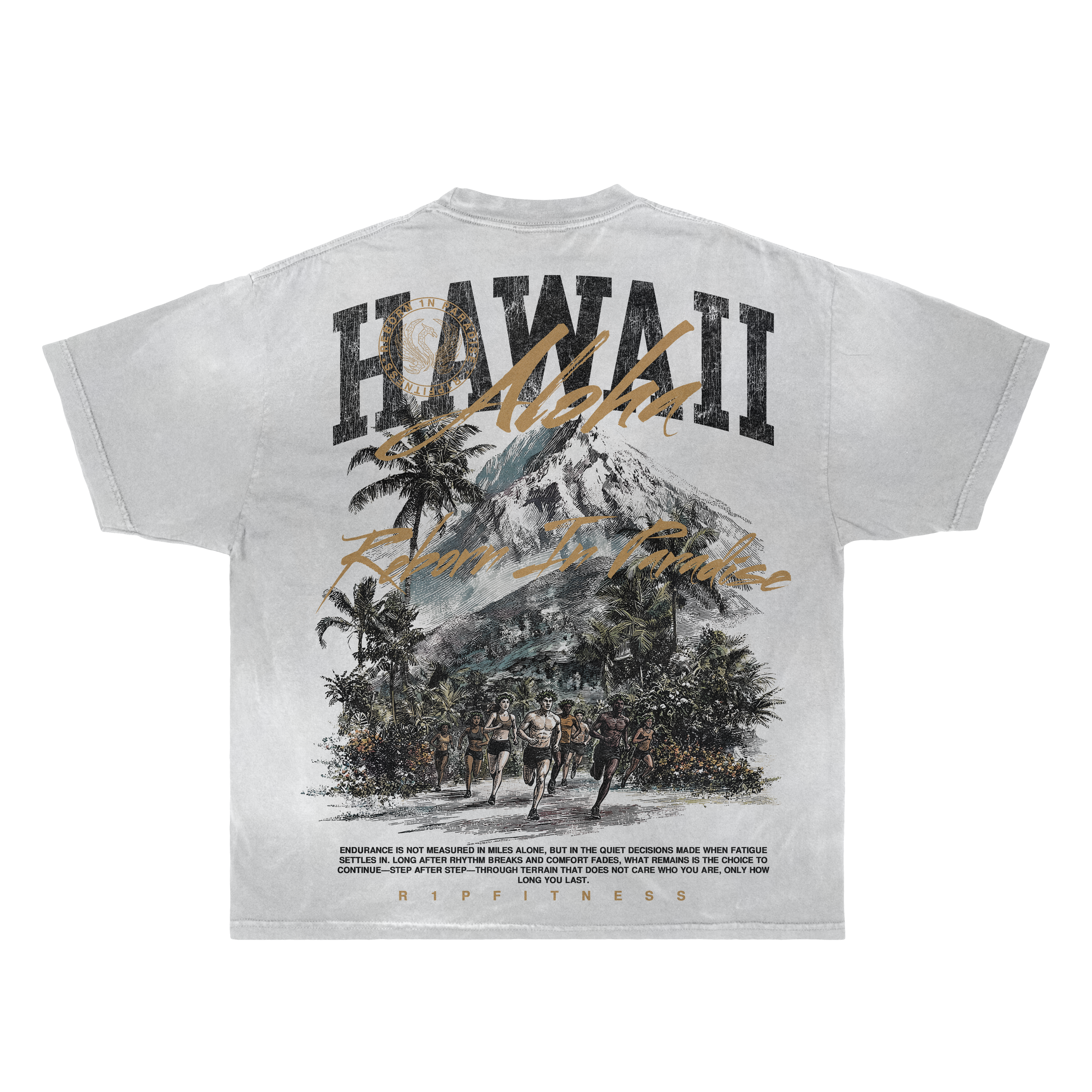 Hawaii Aloha Endurance Tee — Reborn In Paradise (Vintage Sand)